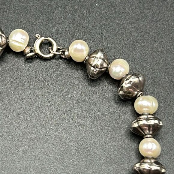 VTG Sterling Beaded Pearl Bracelet, 7.5” - Picture 2 of 7